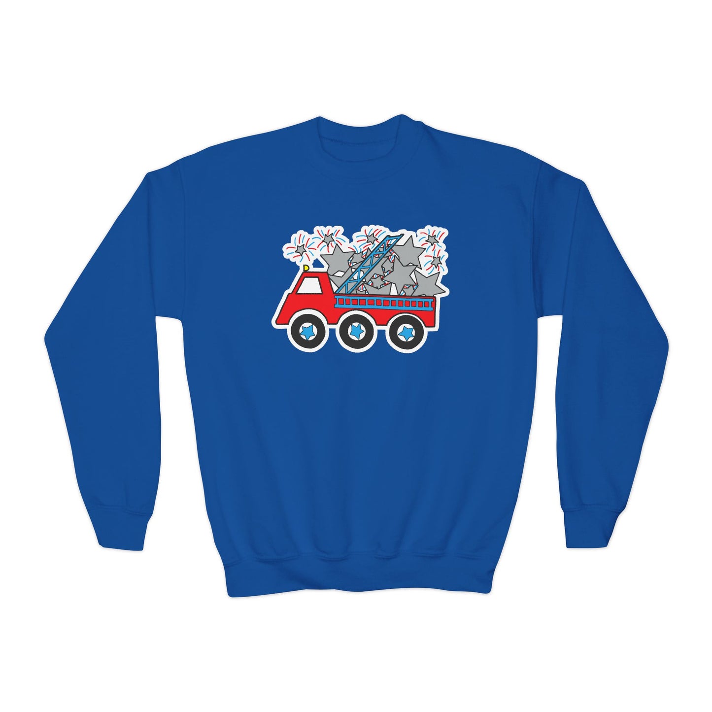 Independence Day Firetruck Crewneck Sweatshirt - Youth
