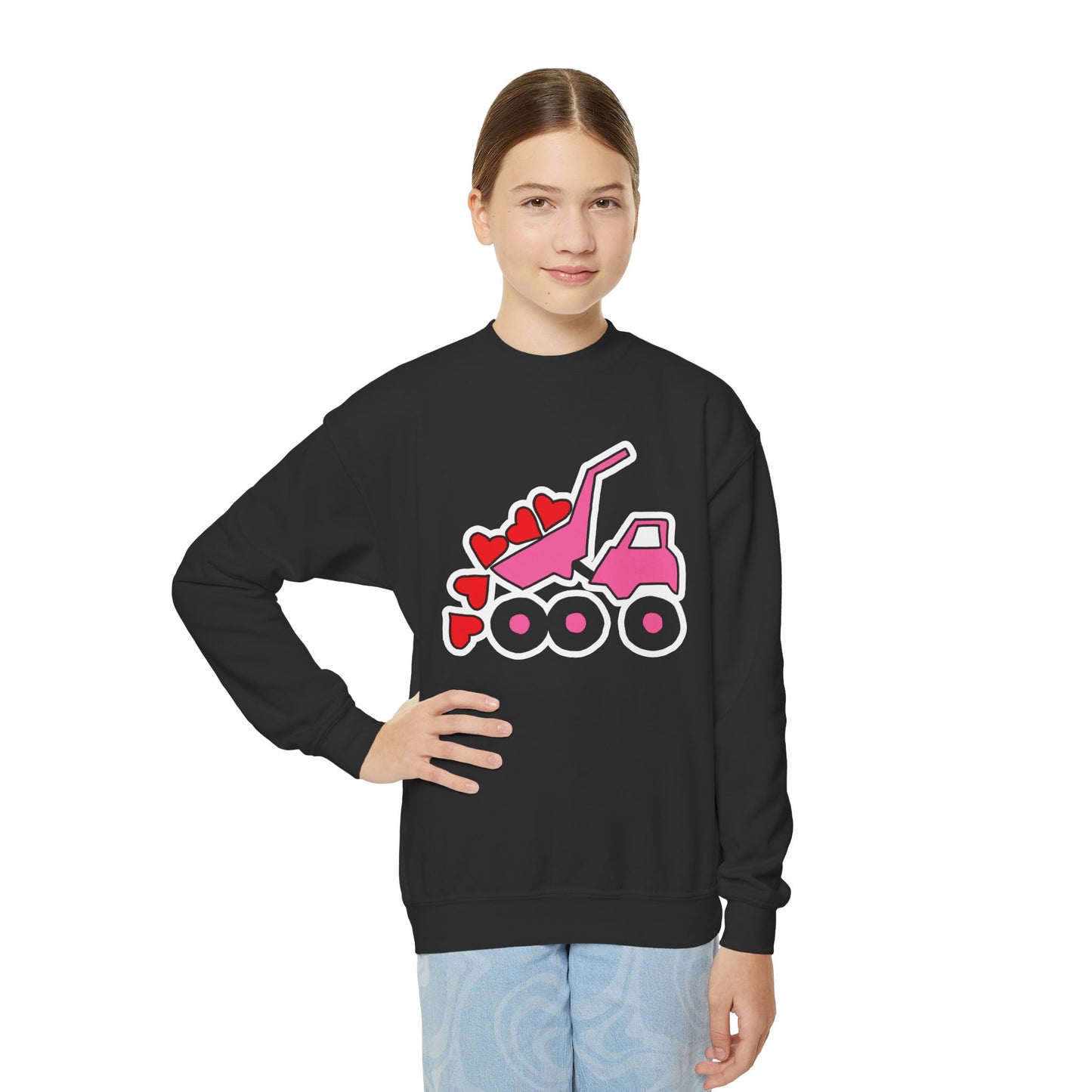 Heart Dump Truck Crewneck Sweatshirt - Youth