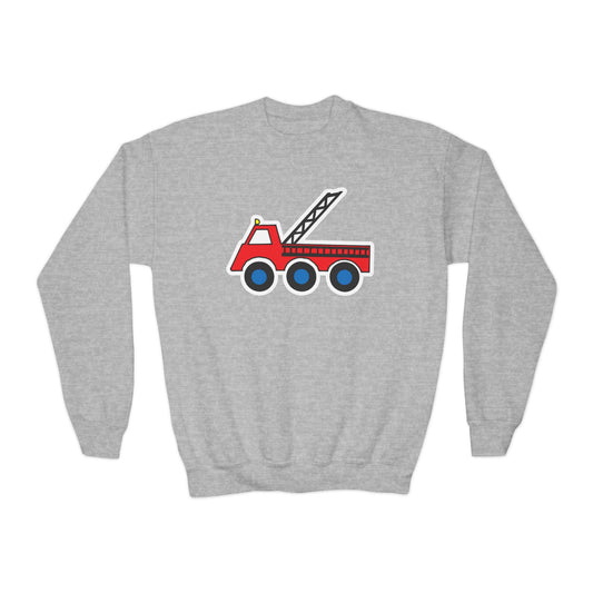 Fire Truck Crewneck Sweatshirt - Youth