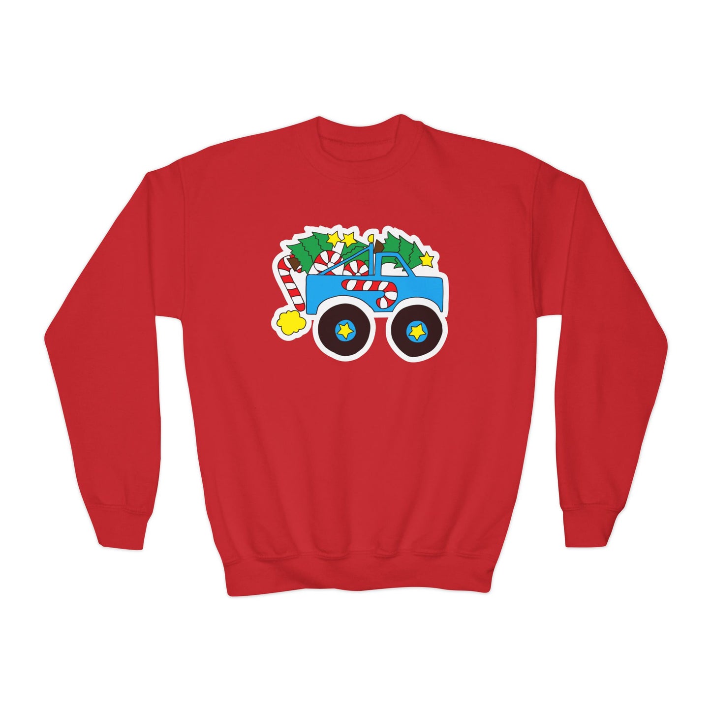 Christmas Monster Truck Crewneck Sweatshirt - Youth