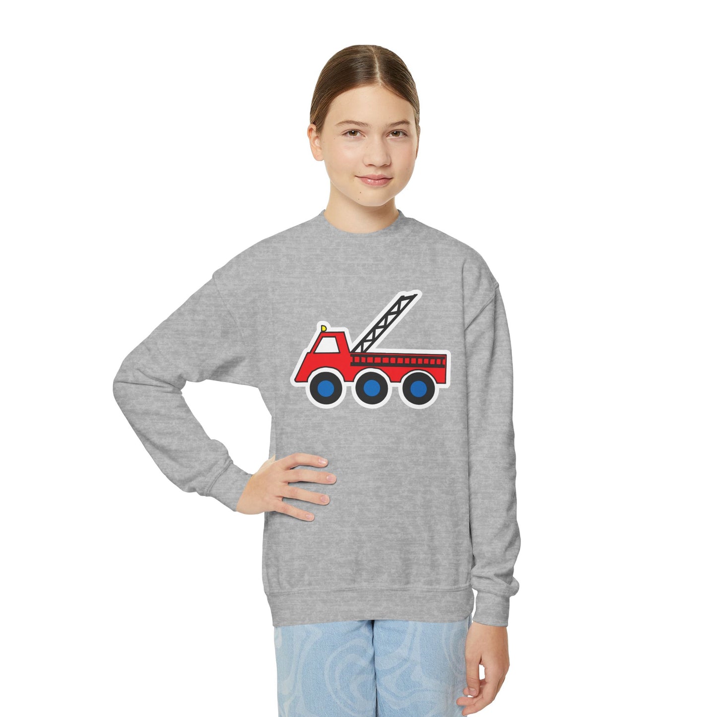 Fire Truck Crewneck Sweatshirt - Youth