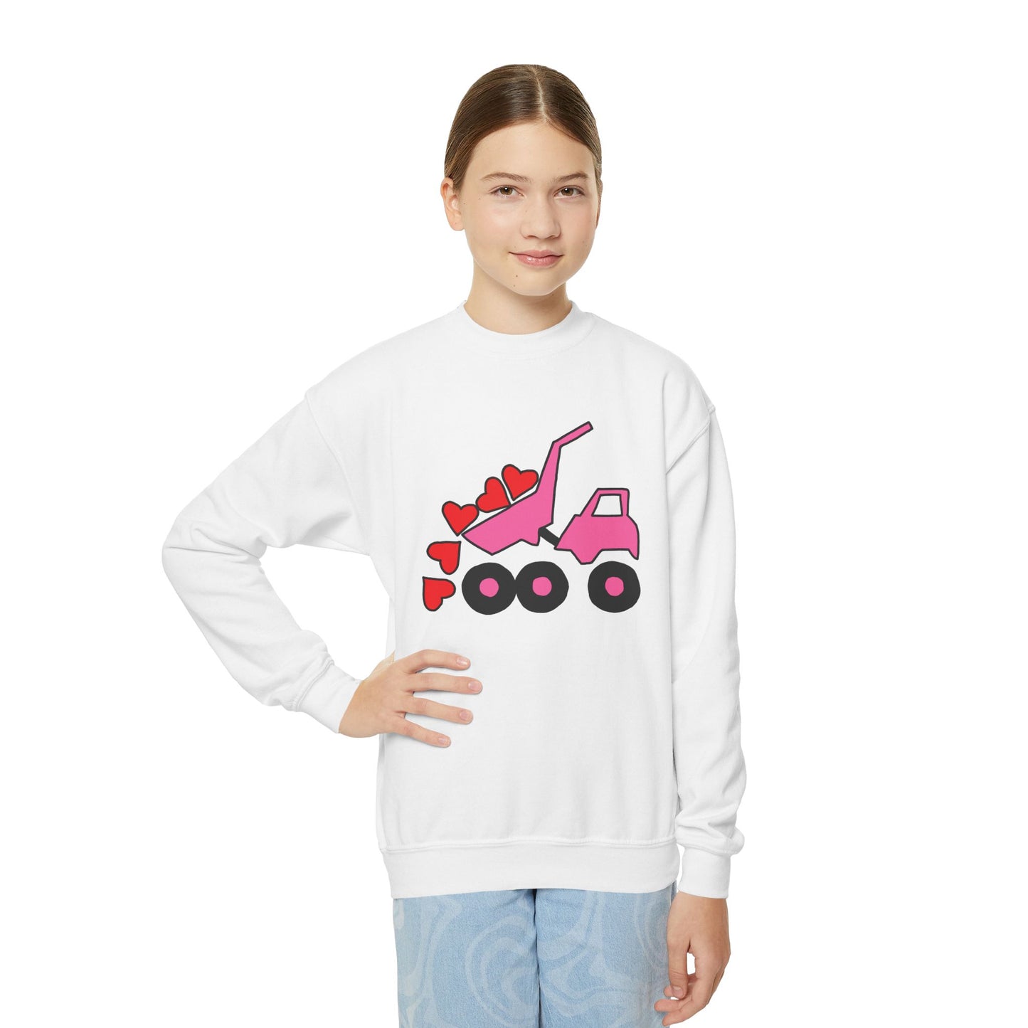 Heart Dump Truck Crewneck Sweatshirt - Youth