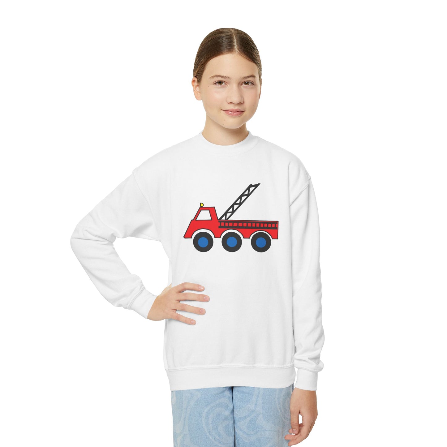 Fire Truck Crewneck Sweatshirt - Youth