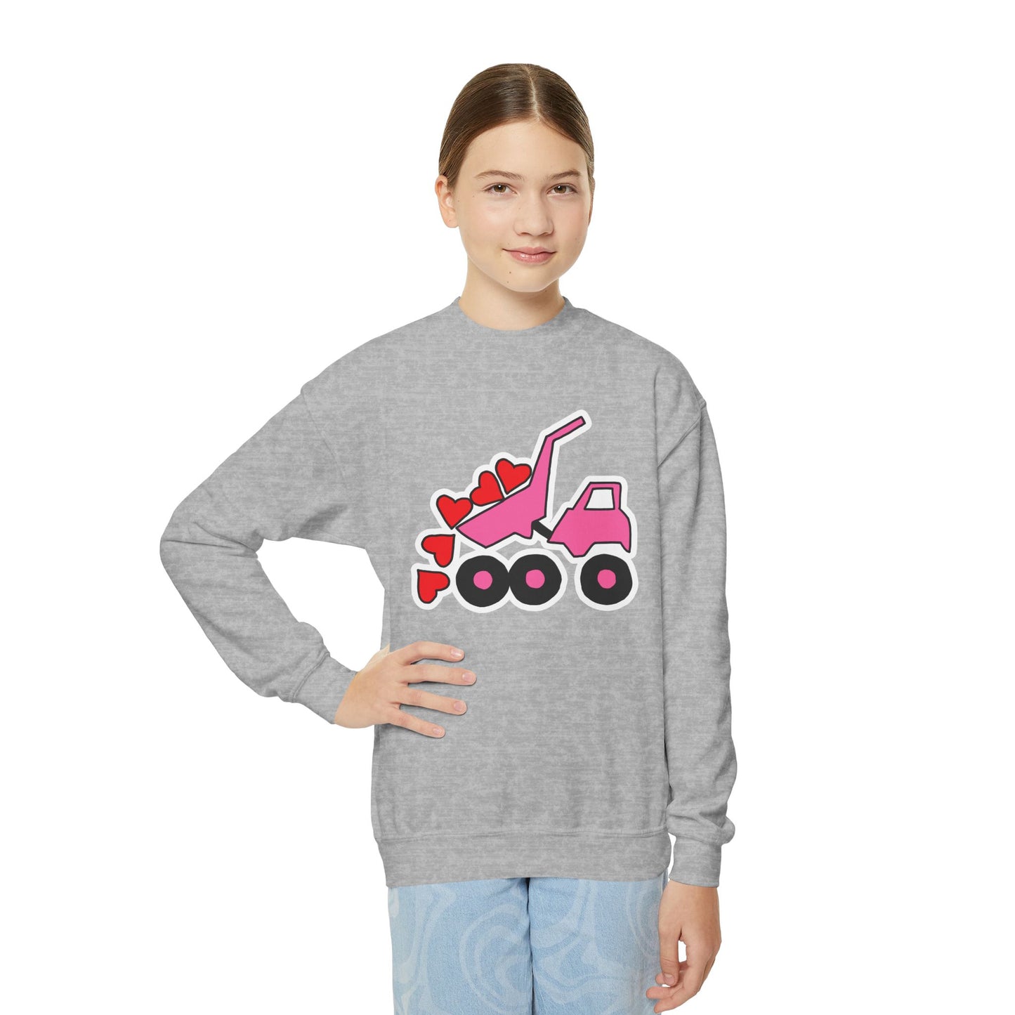 Heart Dump Truck Crewneck Sweatshirt - Youth