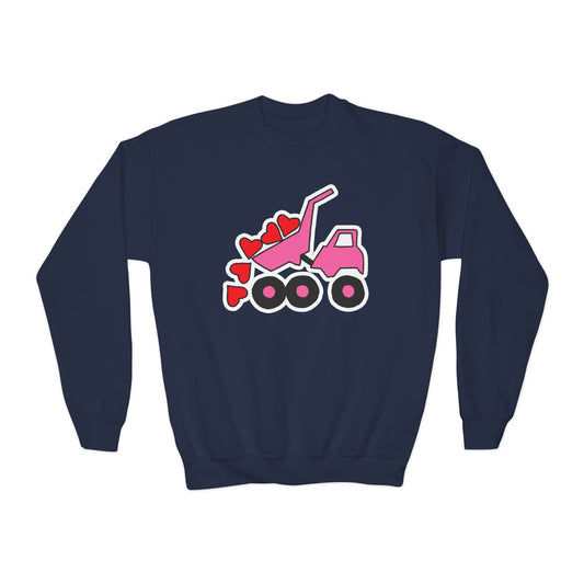 Heart Dump Truck Crewneck Sweatshirt - Youth