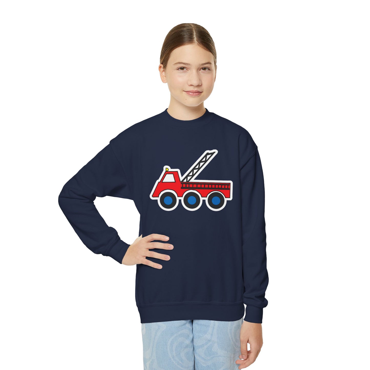 Fire Truck Crewneck Sweatshirt - Youth