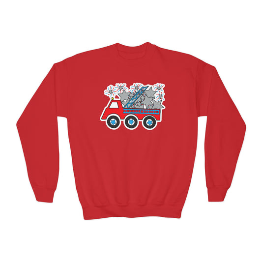 Independence Day Firetruck Crewneck Sweatshirt - Youth